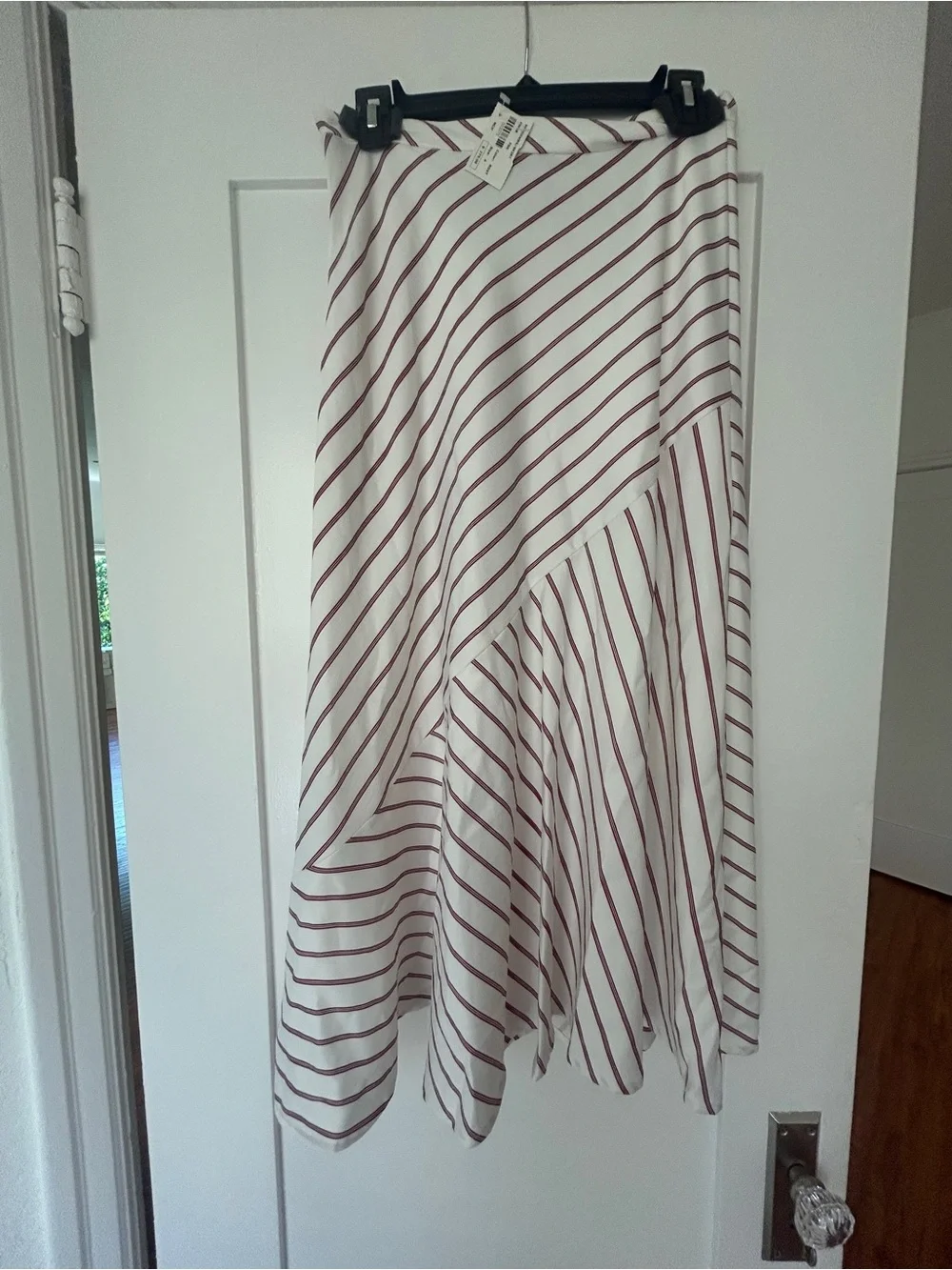NICHOLAS White and Burgundy Striped Tie-Front Blouse & Skirt Set